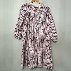 Lanz of Salzburg Nightgown Floral Heart Eyelet Nordic Grandma Cottage Sleep M